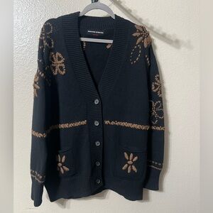 Ermanno Scervino Black and Brown Patterned Cardigan